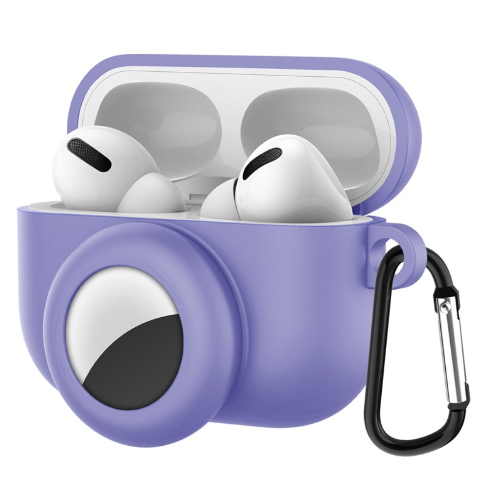 Silikonecover med AirTag holder Apple AirPods Pro lila