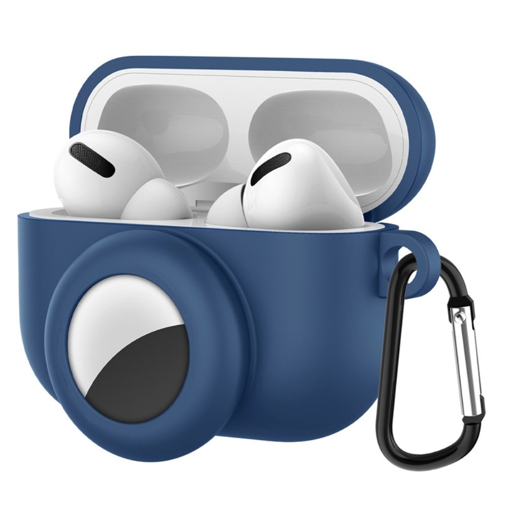 Silikonecover med AirTag holder Apple AirPods Pro mørkeblå