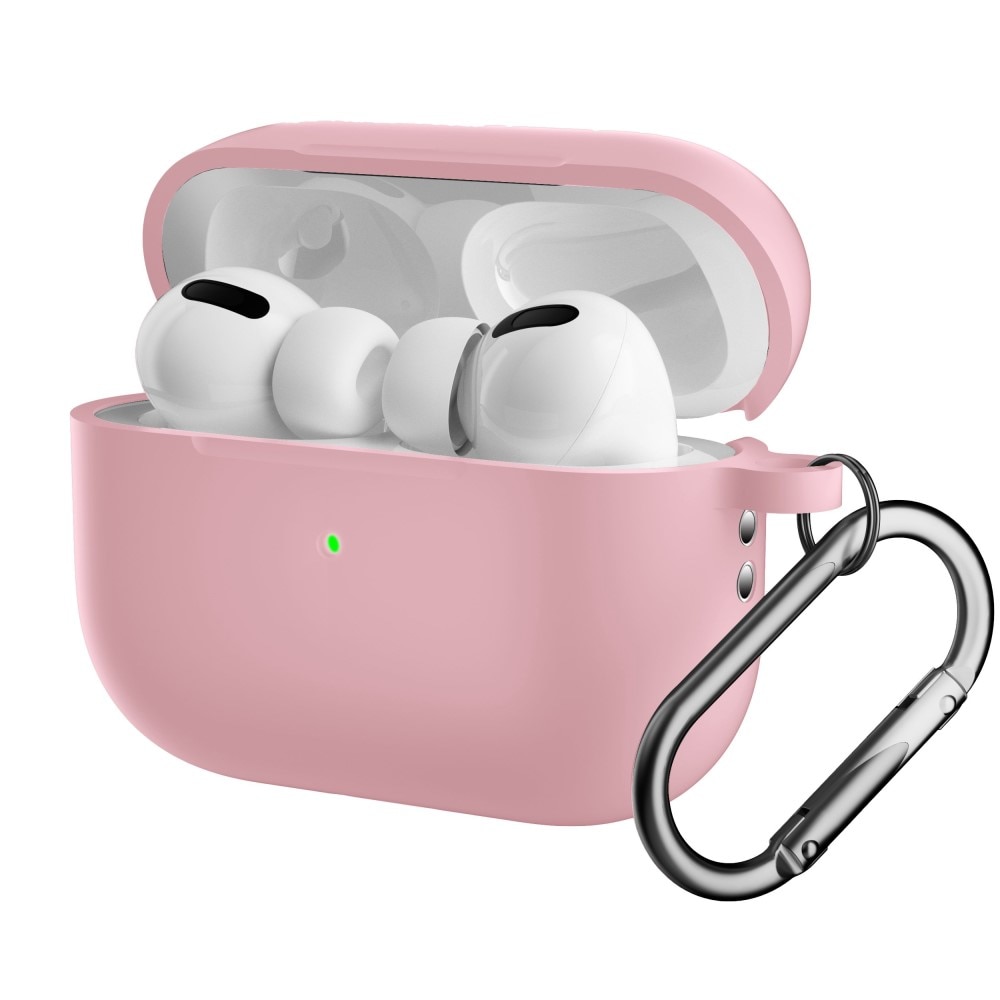 Silikonecover med karabinhage Apple AirPods Pro 2 lyserød