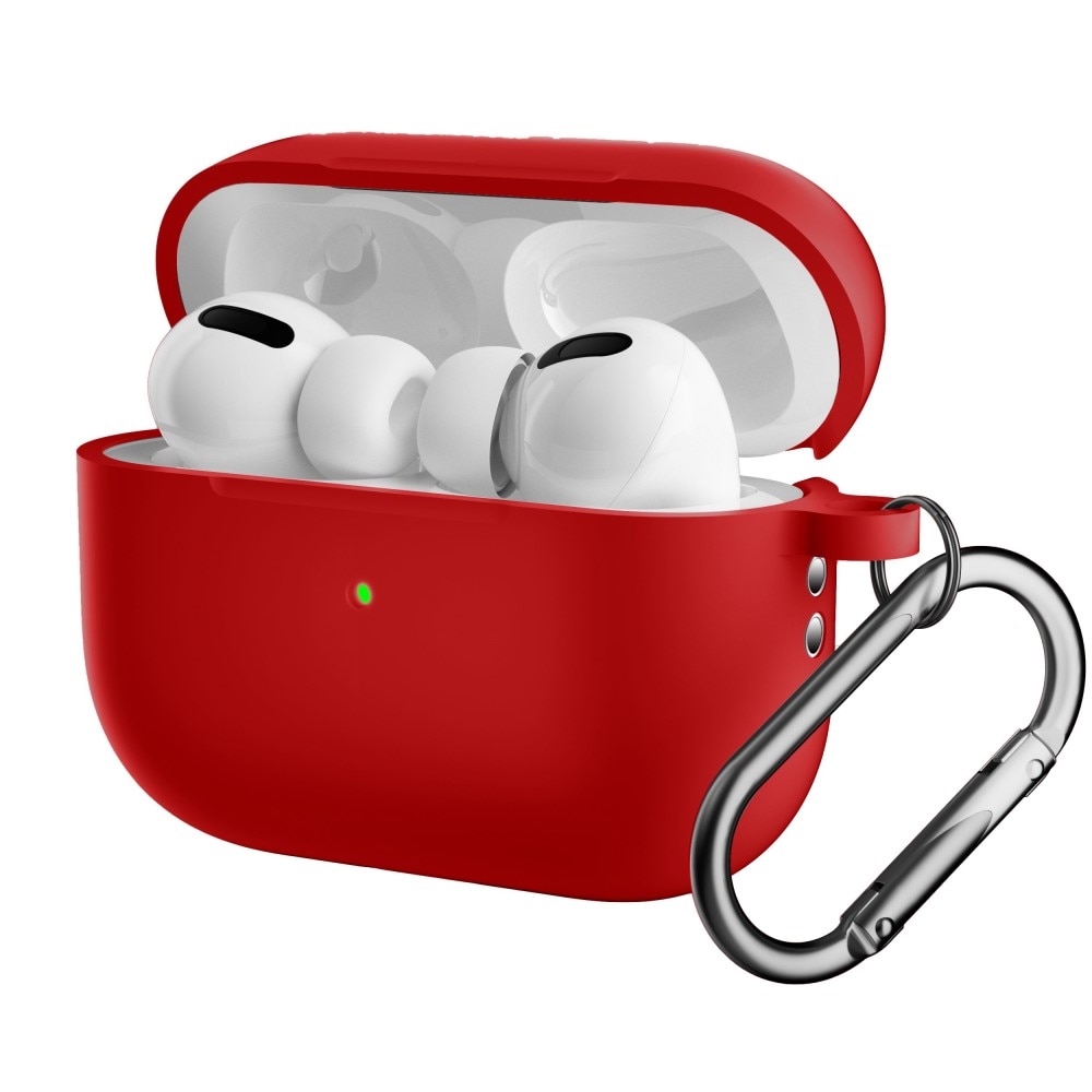 Silikonecover med karabinhage Apple AirPods Pro 2 rød