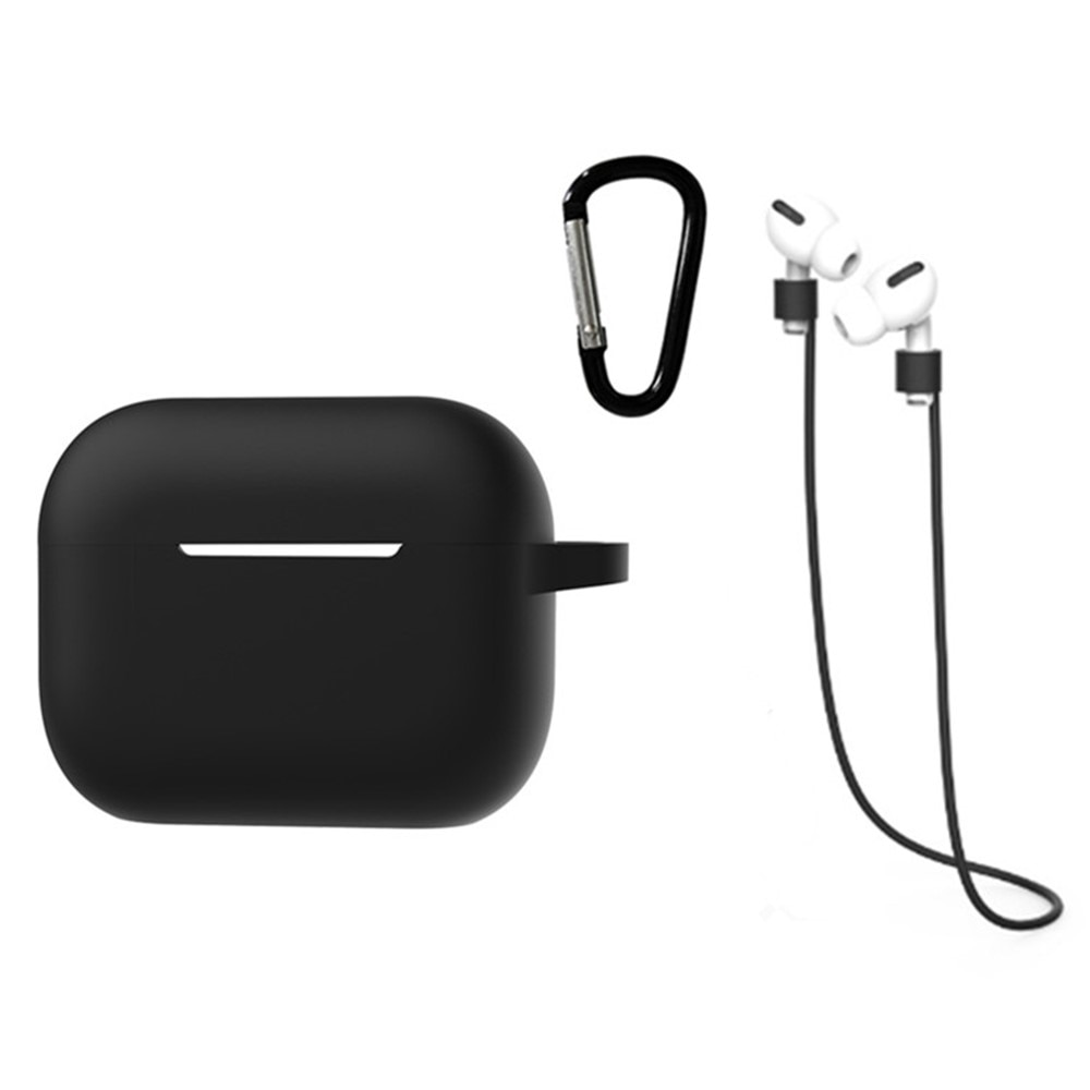 Silikonecover med karabinhage og rem AirPods Pro 2 sort