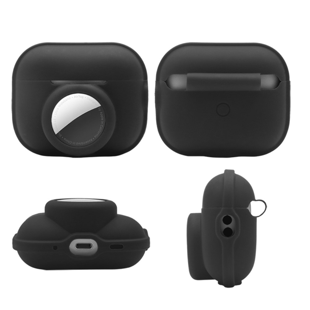Silikonecover med AirTag holder Apple AirPods Pro 2 sort