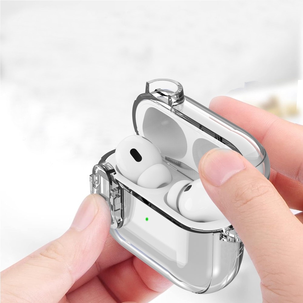 Cover med karabinhage og lås AirPods Pro gennemsigtig