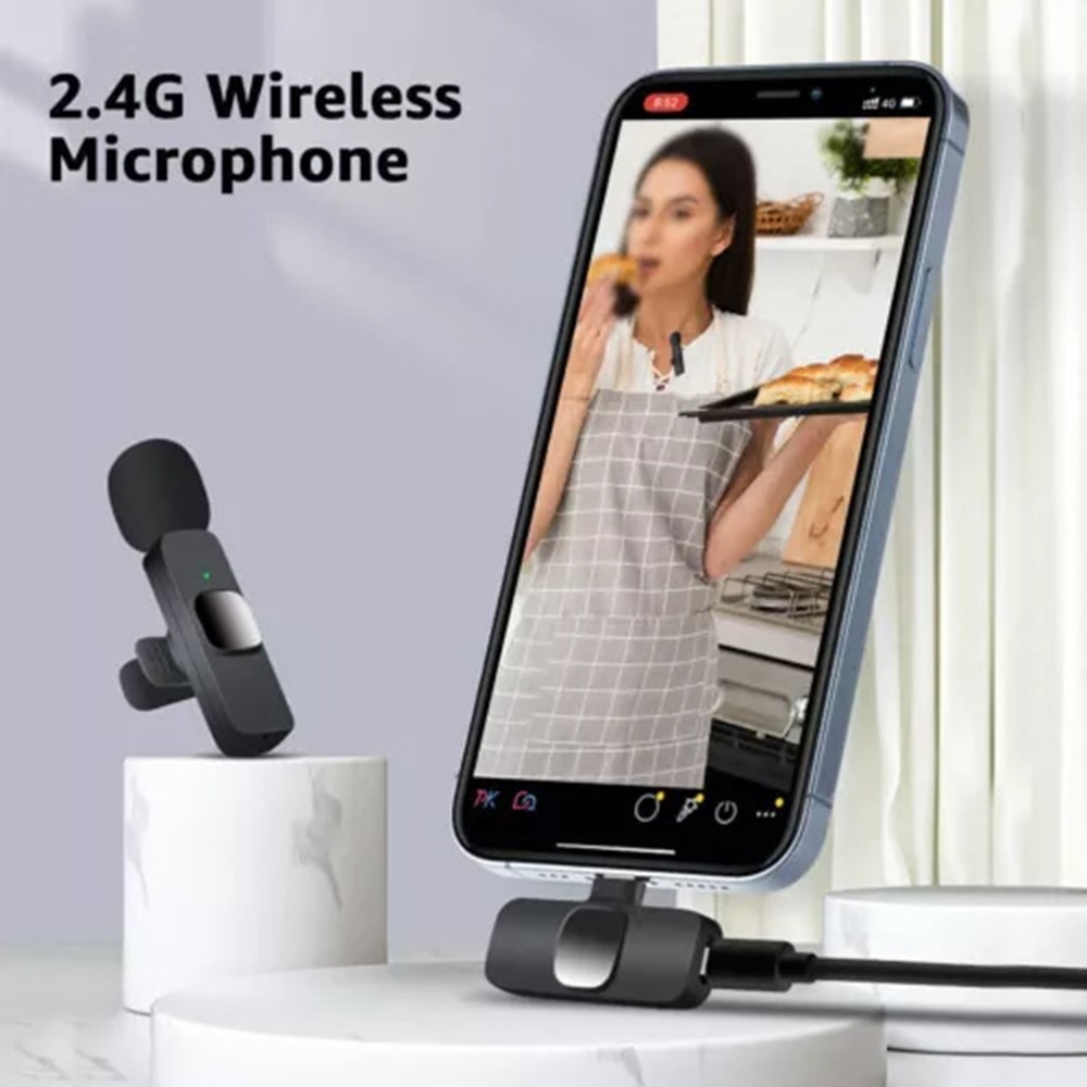 2 trådløse mikrofoner med USB-C-modtager sort