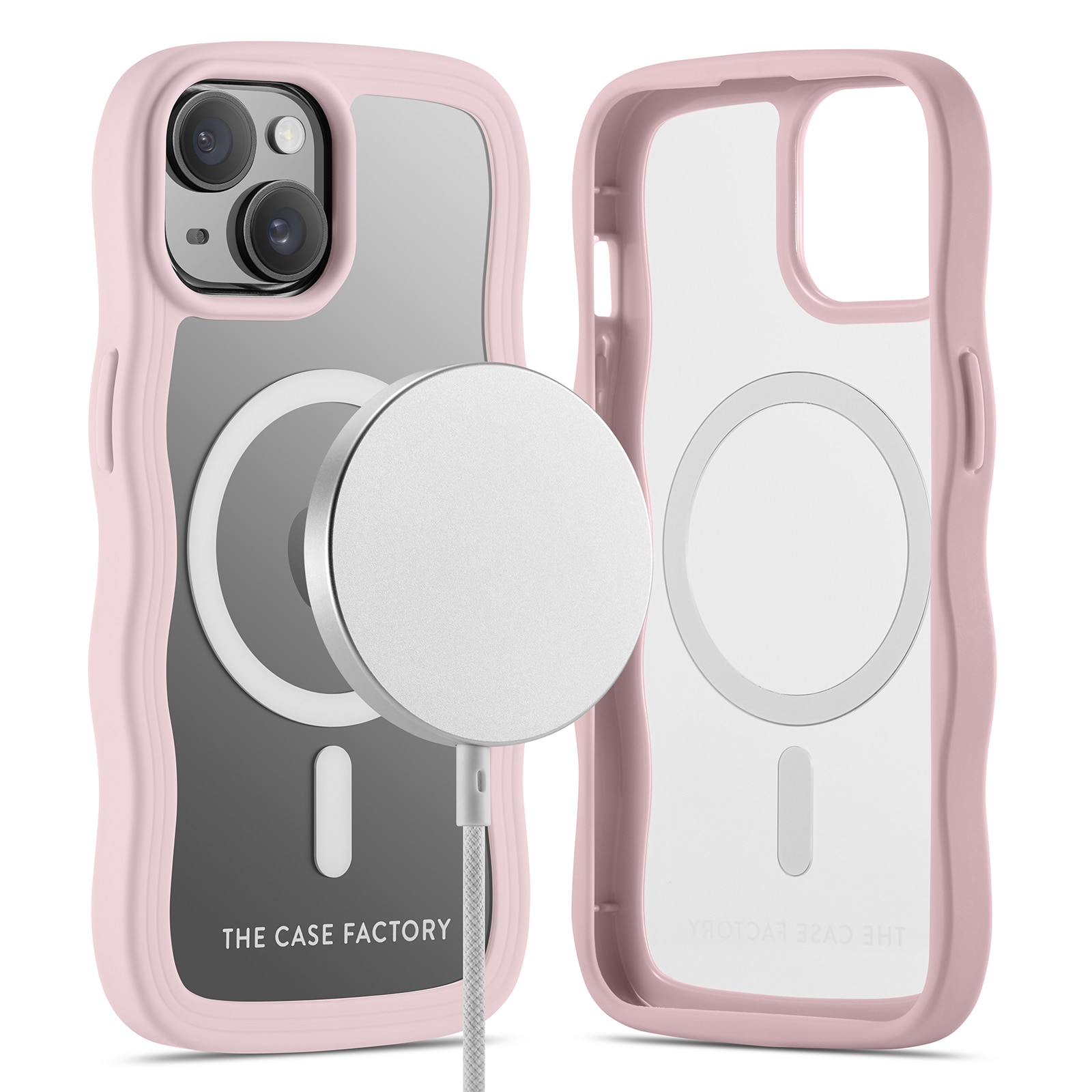 The Wave Mag Case iPhone 15 Lyserød