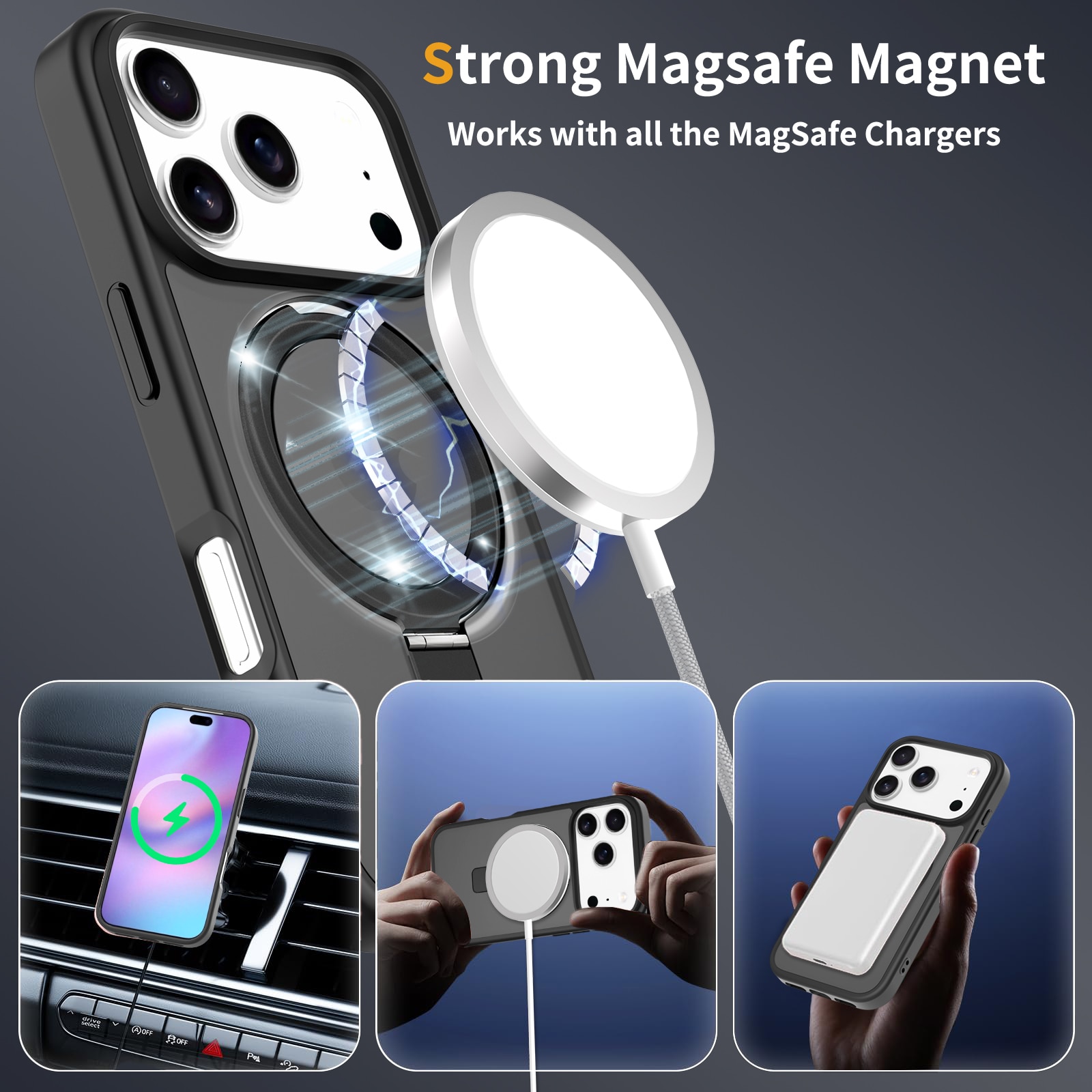 Hybridcover Magnetic Ring iPhone 17 Pro Max Sort