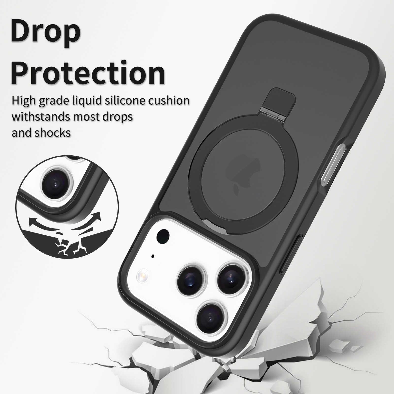 Hybridcover Magnetic Ring iPhone 17 Pro Max Sort