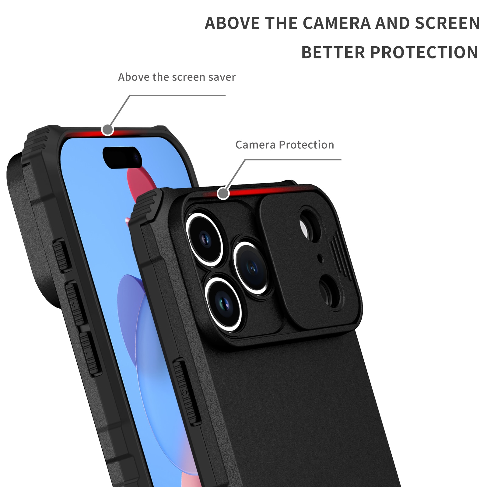 iPhone 17 Pro Max Kickstand Cover kamerabeskyttelse Sort
