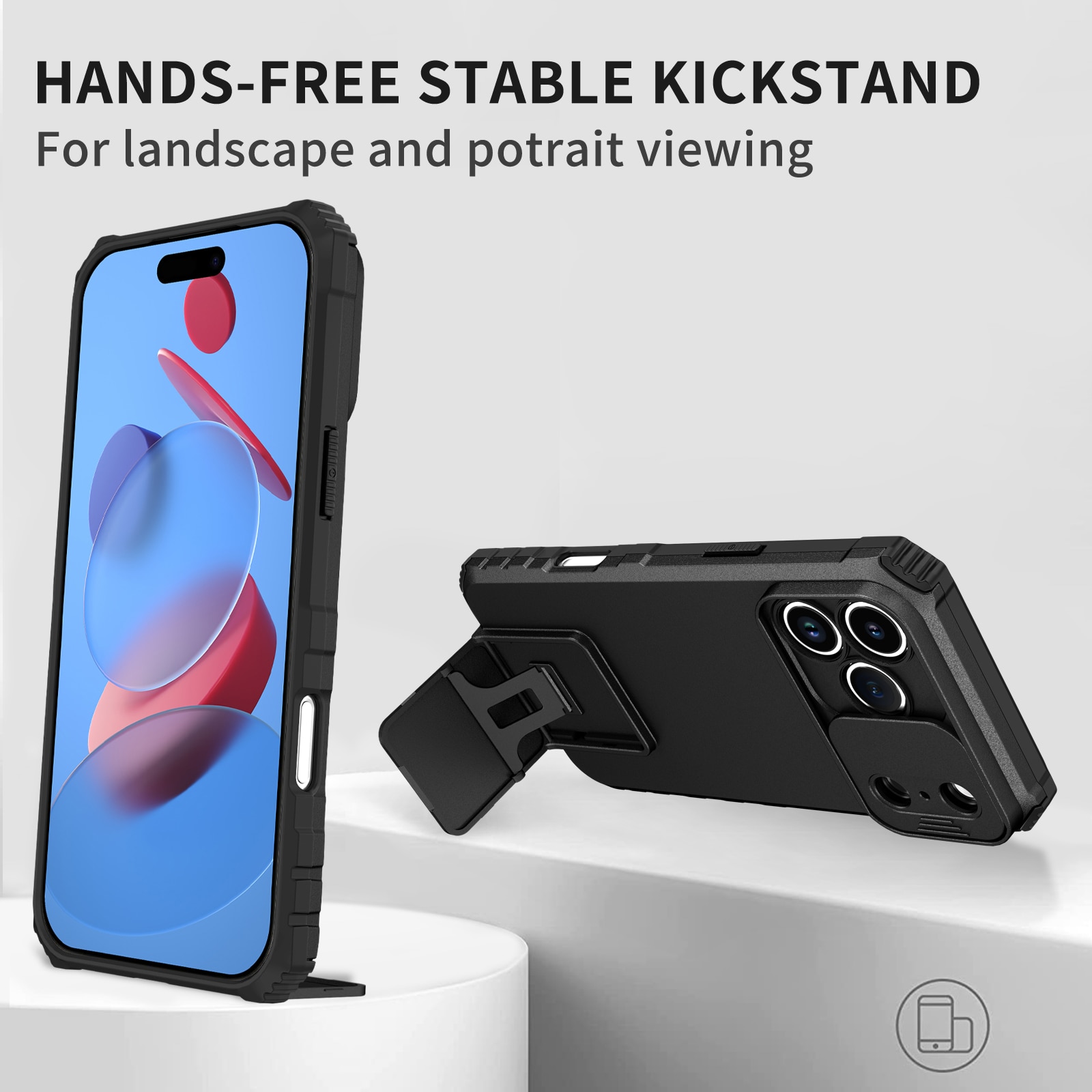 iPhone 17 Pro Max Kickstand Cover kamerabeskyttelse Sort