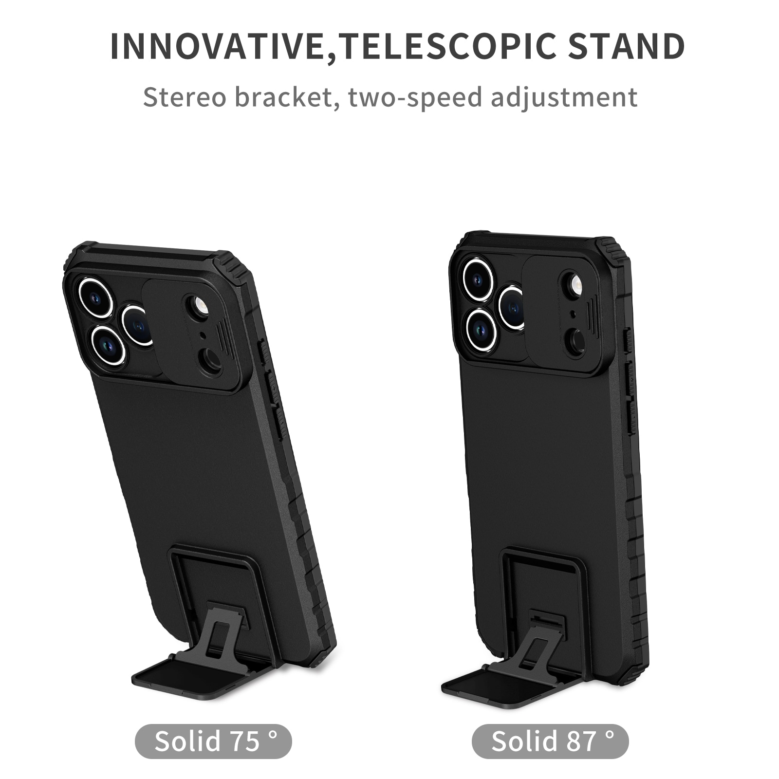 iPhone 17 Pro Max Kickstand Cover kamerabeskyttelse Sort