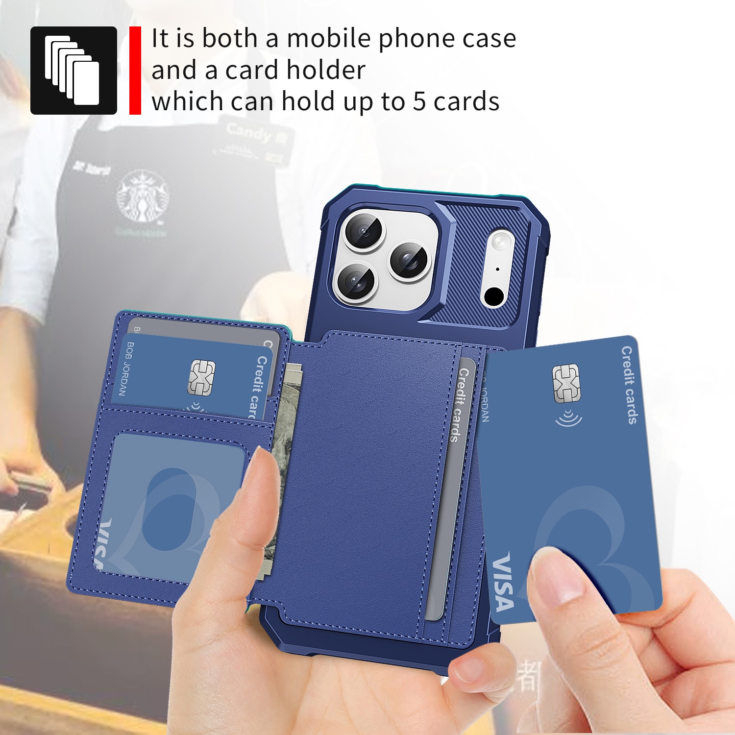 Tough Multi-slot Cover iPhone 17 Pro Max Blå