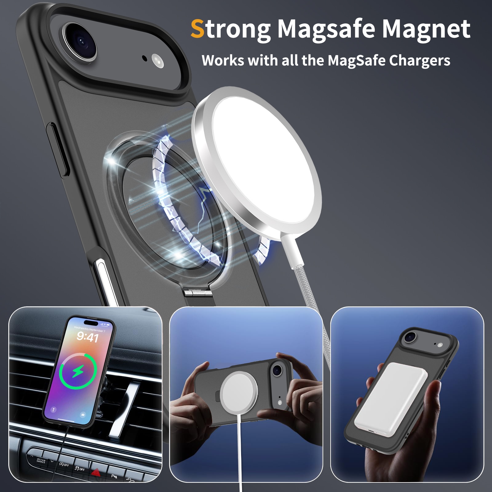 Hybridcover Magnetic Ring iPhone 17 Air Sort