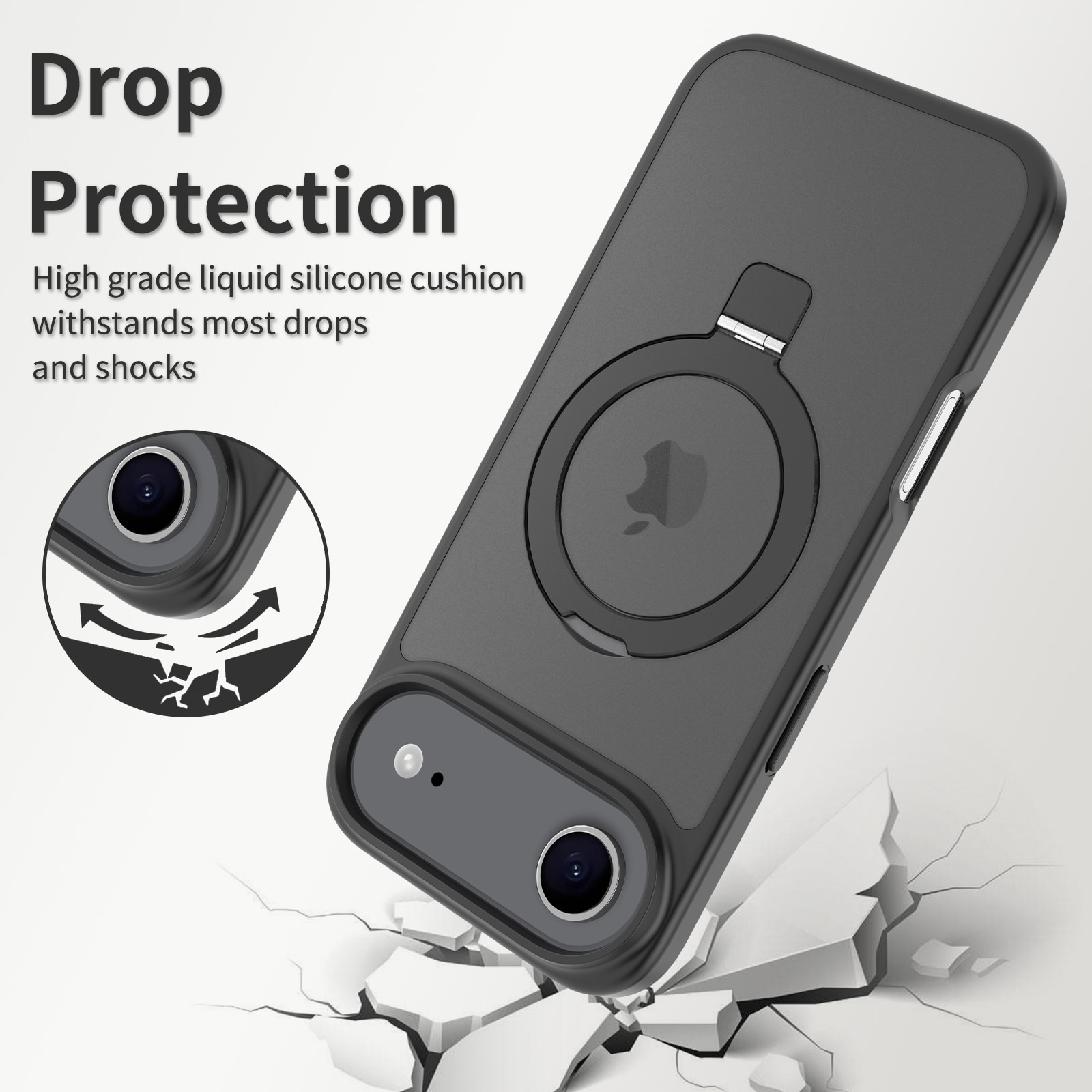 Hybridcover Magnetic Ring iPhone 17 Air Sort