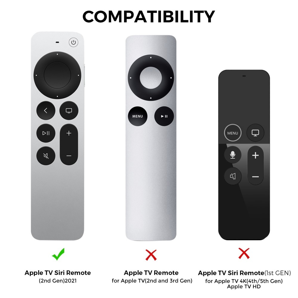 Silikonecover Apple TV Siri Remote 2nd Gen sort