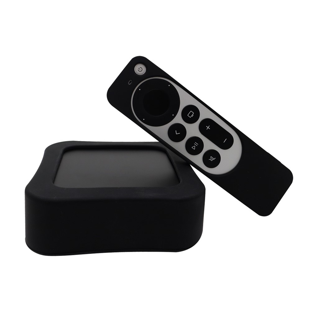 Apple TV 4K 2022 (3rd gen) boks+fjernbetjening silikonecover sort