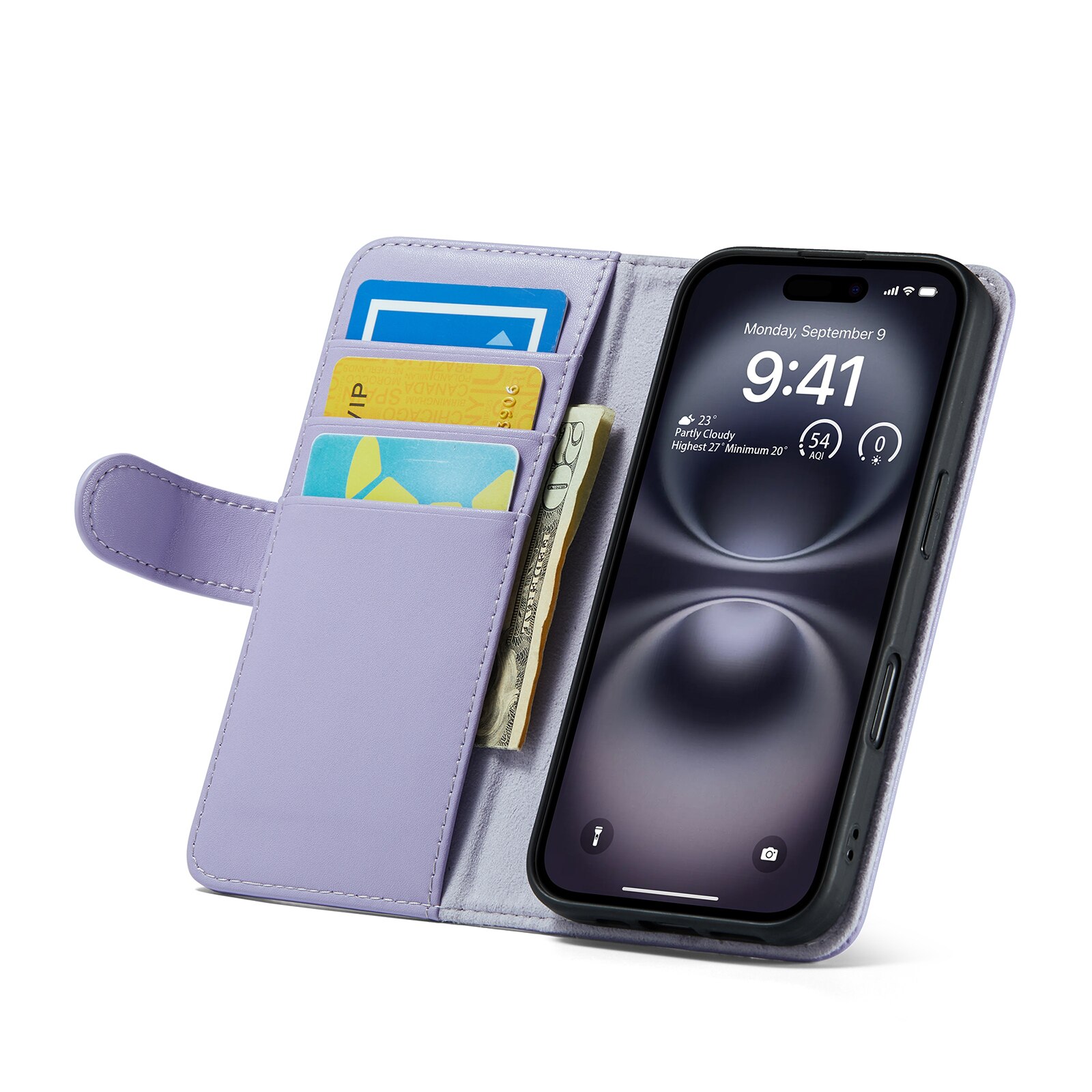Ægte Læderetui iPhone 16 Lilla