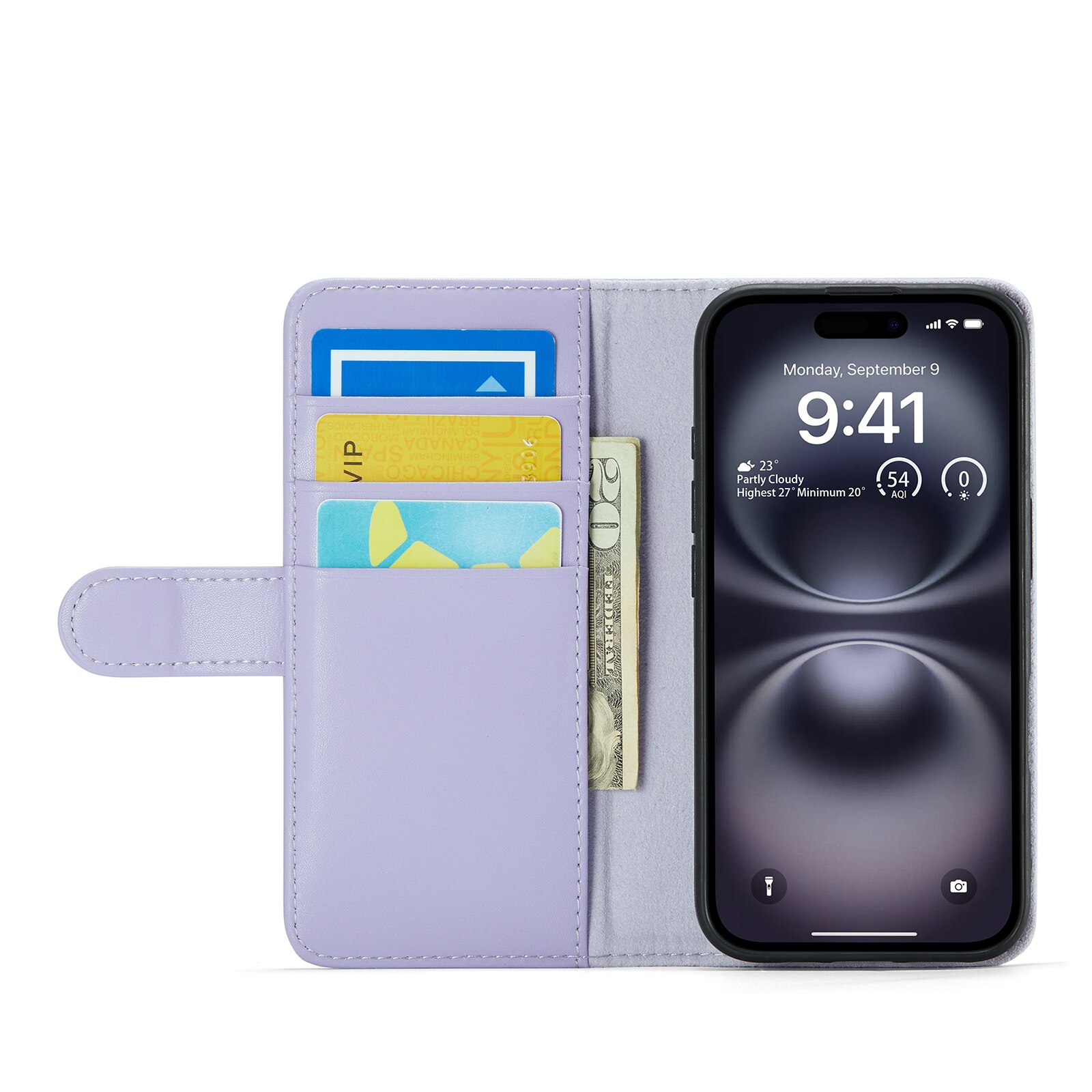 Ægte Læderetui iPhone 16 Lilla