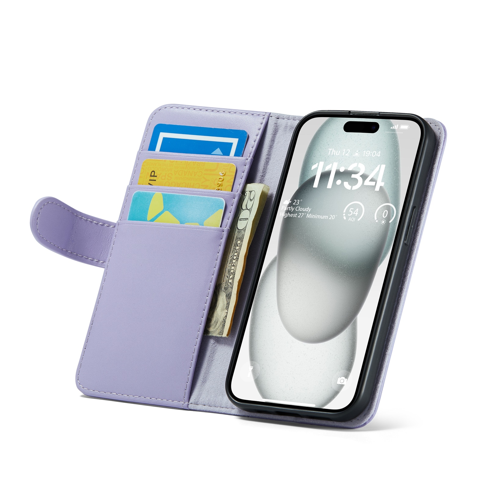 Ægte Læderetui iPhone 13 Lilla