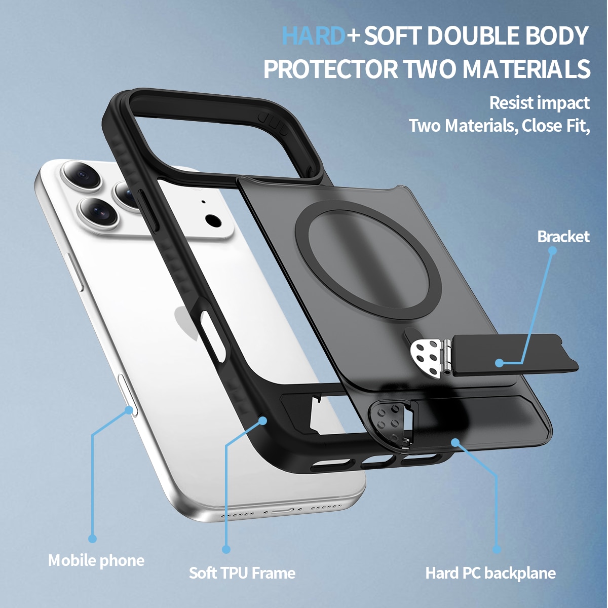 Magnetisk cover med stativ iPhone 17 Pro Sort