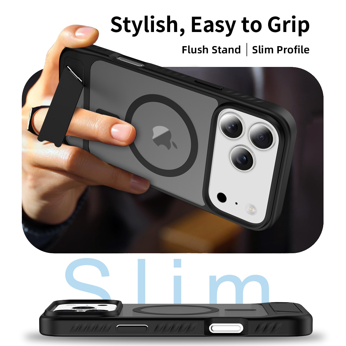 Magnetisk cover med stativ iPhone 17 Pro Sort