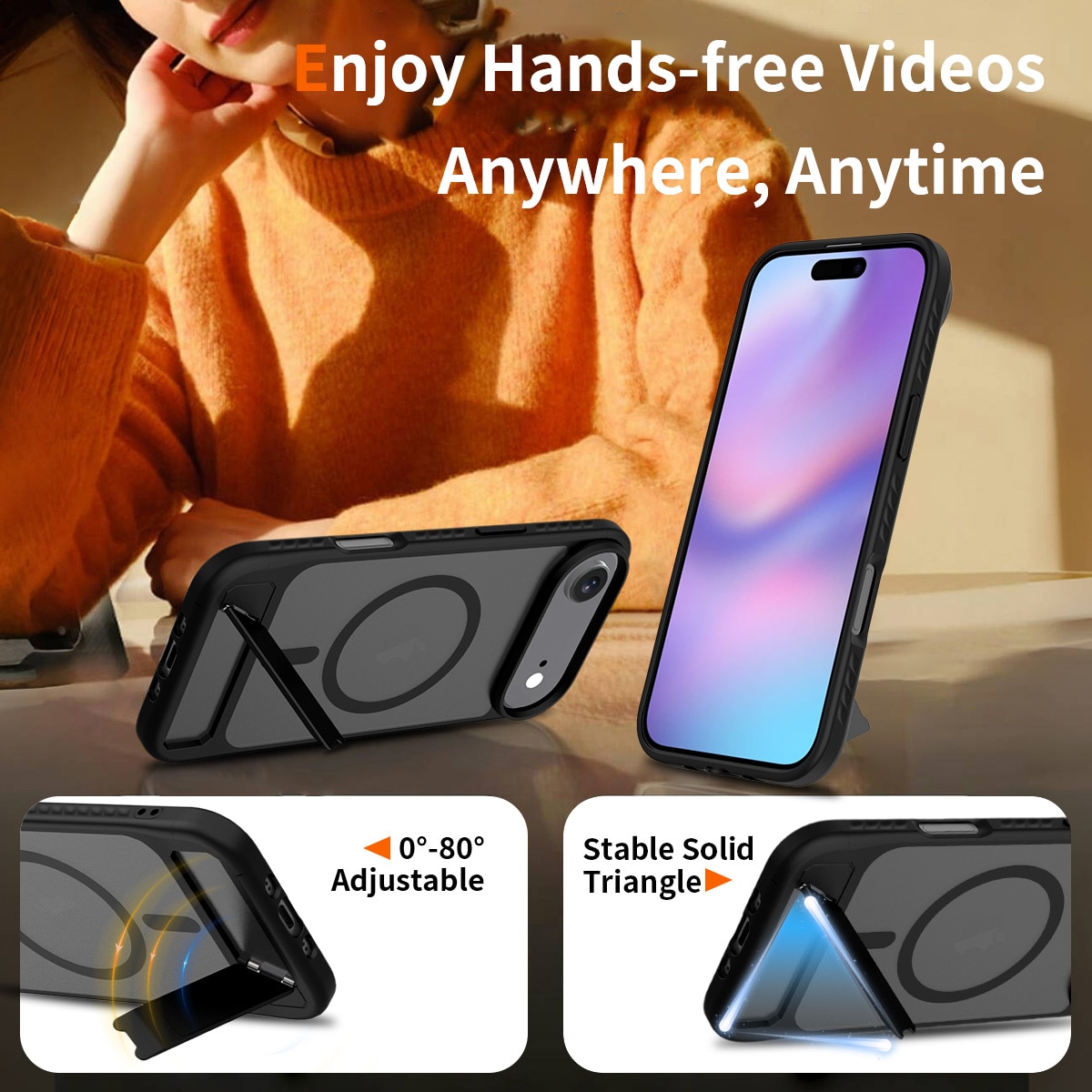 Magnetisk cover med stativ iPhone 17 Air Sort