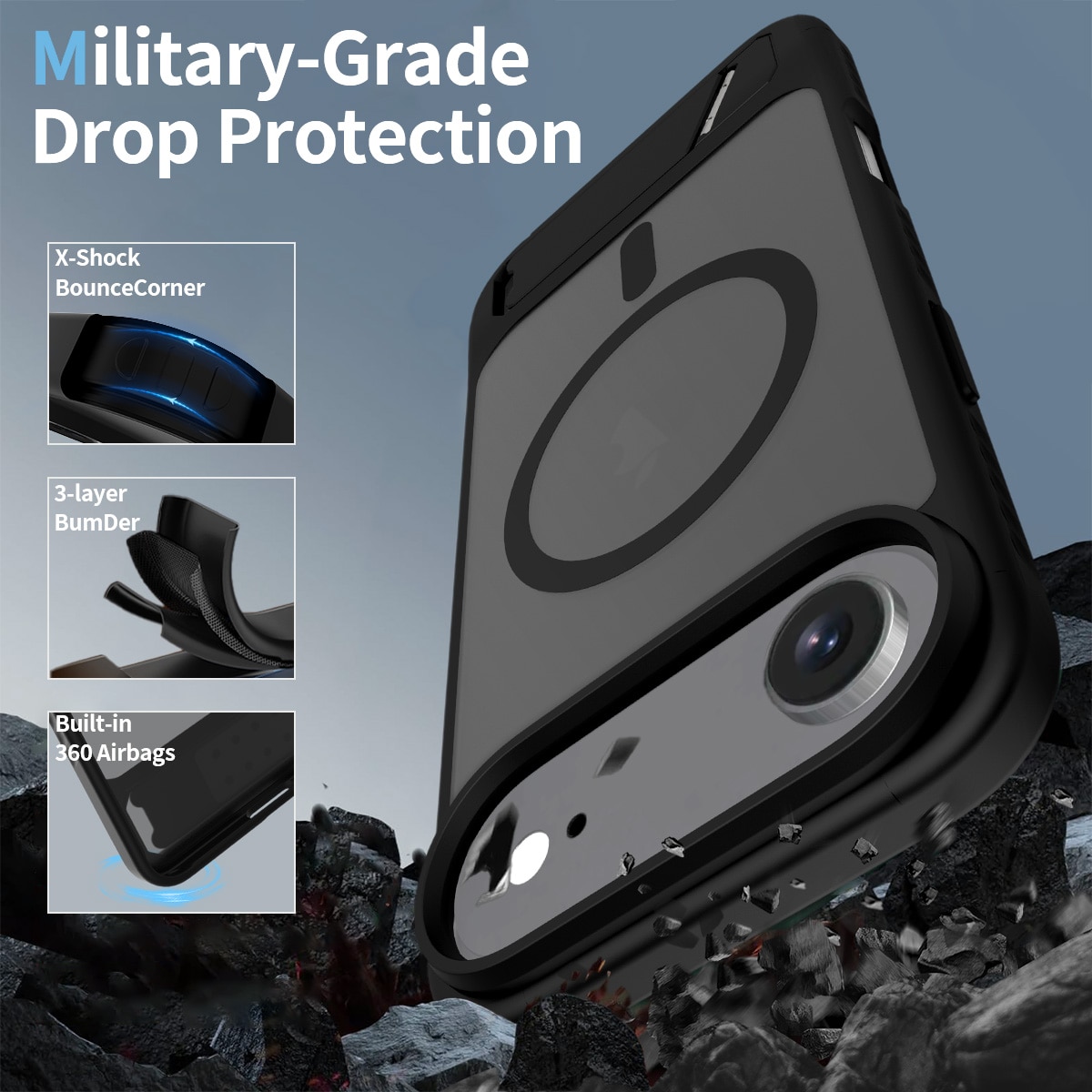 Magnetisk cover med stativ iPhone 17 Air Sort