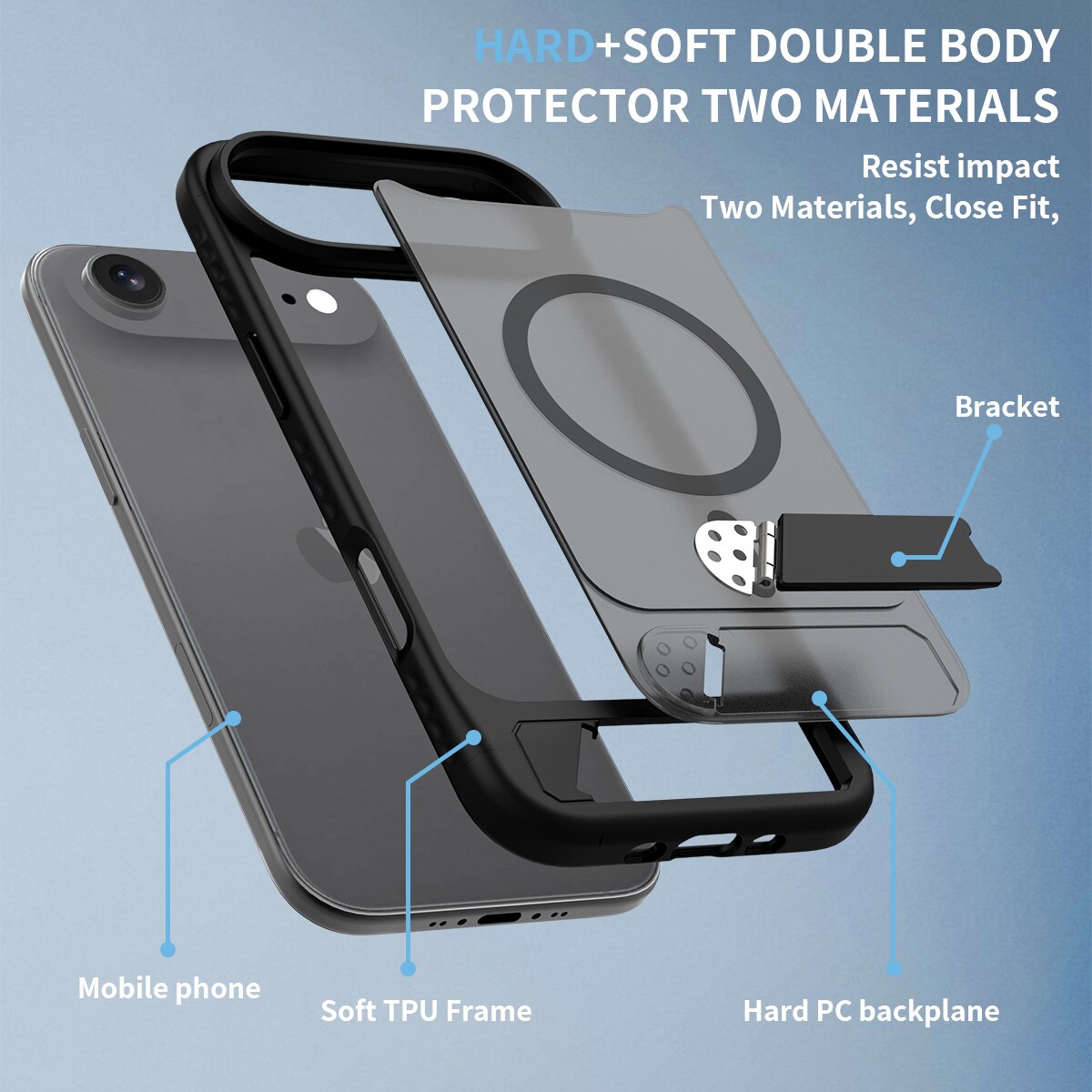 Magnetisk cover med stativ iPhone 17 Air Sort