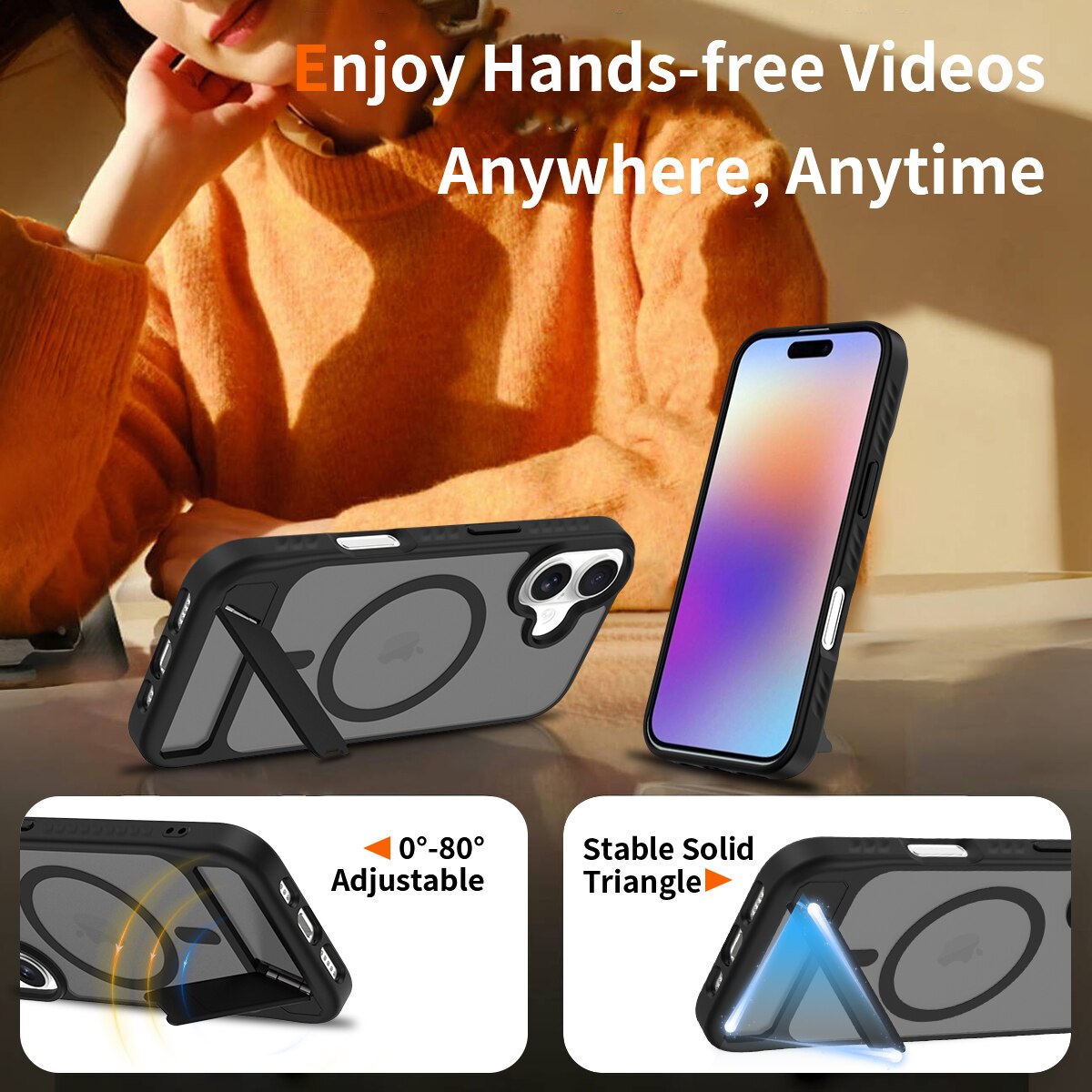 Magnetisk cover med stativ iPhone 17 Sort