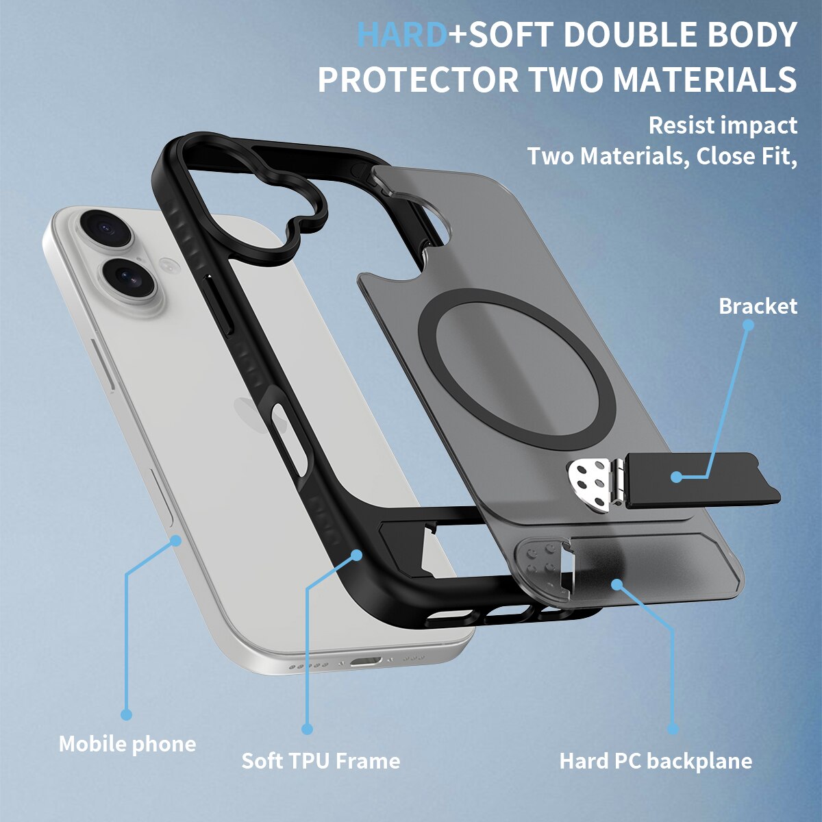 Magnetisk cover med stativ iPhone 17 Sort