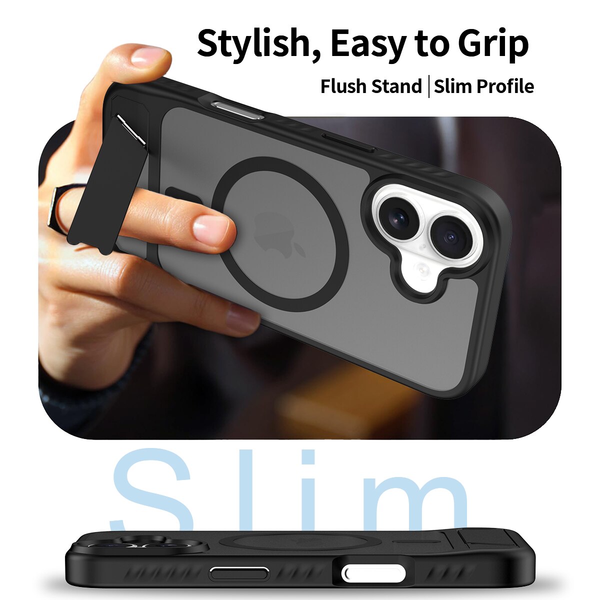 Magnetisk cover med stativ iPhone 17 Sort