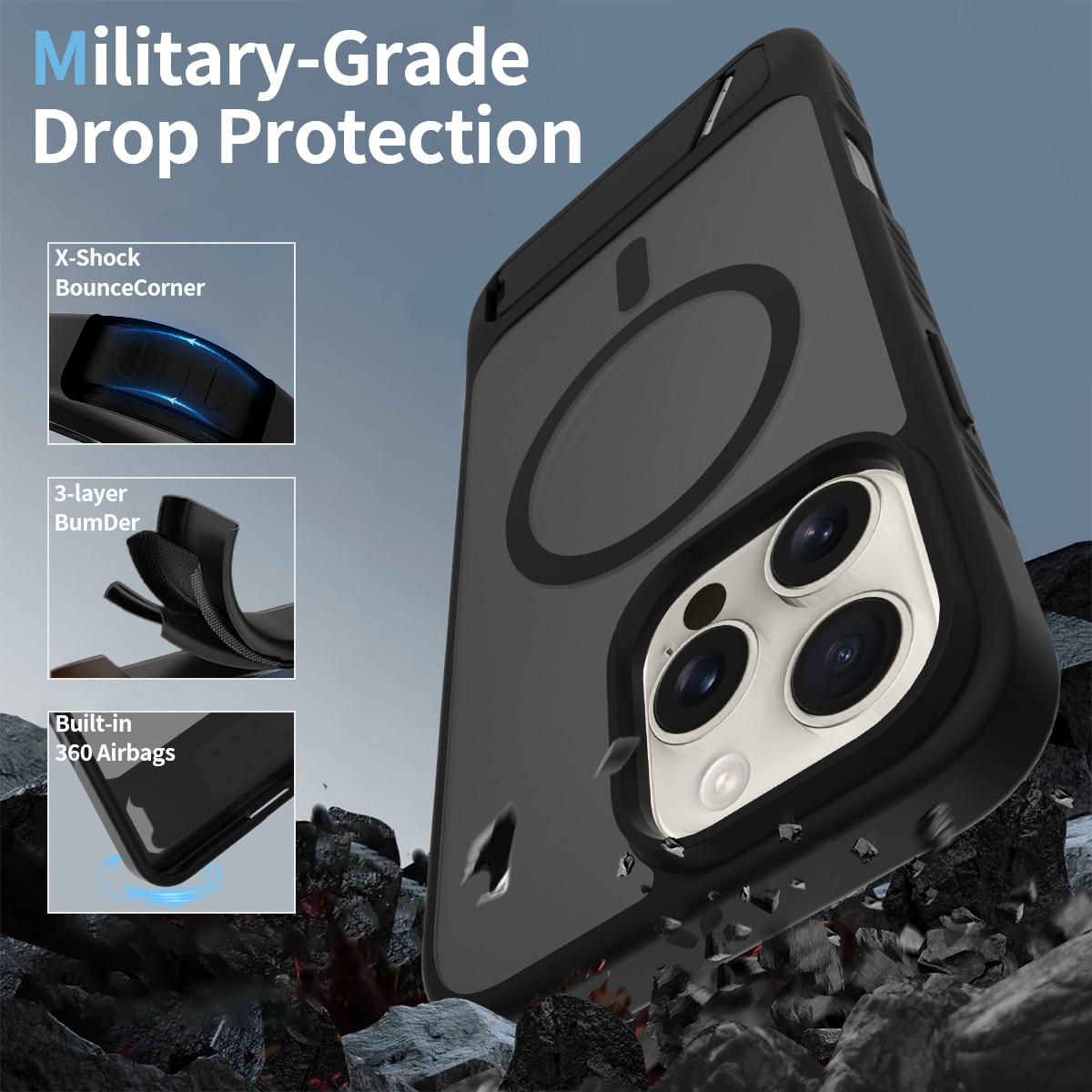 Magnetisk cover med stativ iPhone 17 Sort