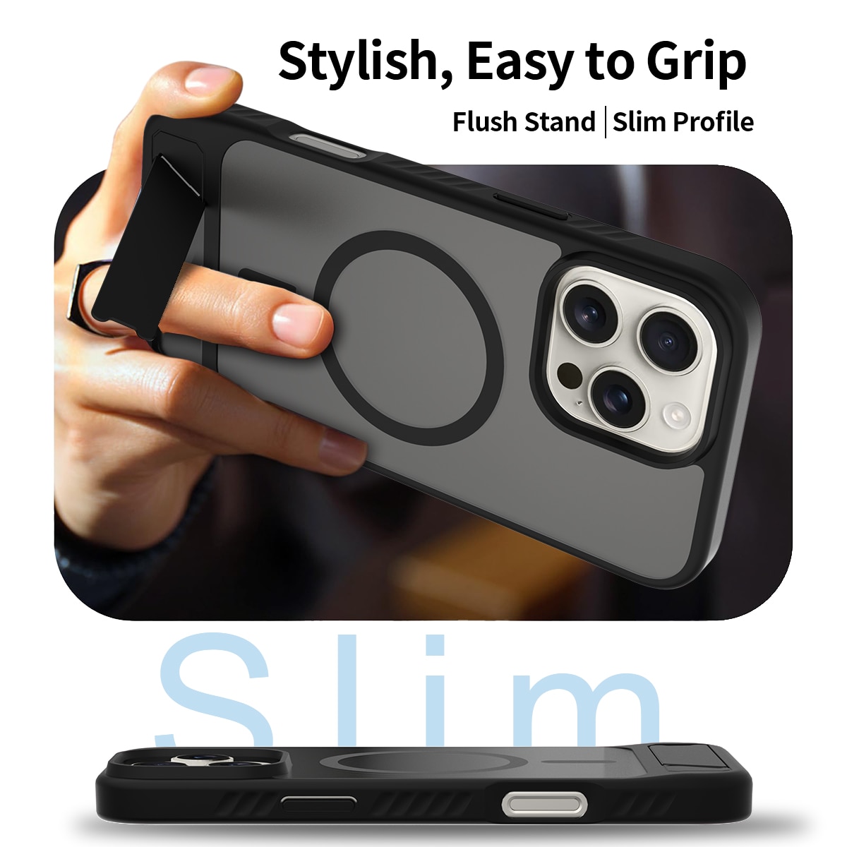 Magnetisk cover med stativ iPhone 17 Sort