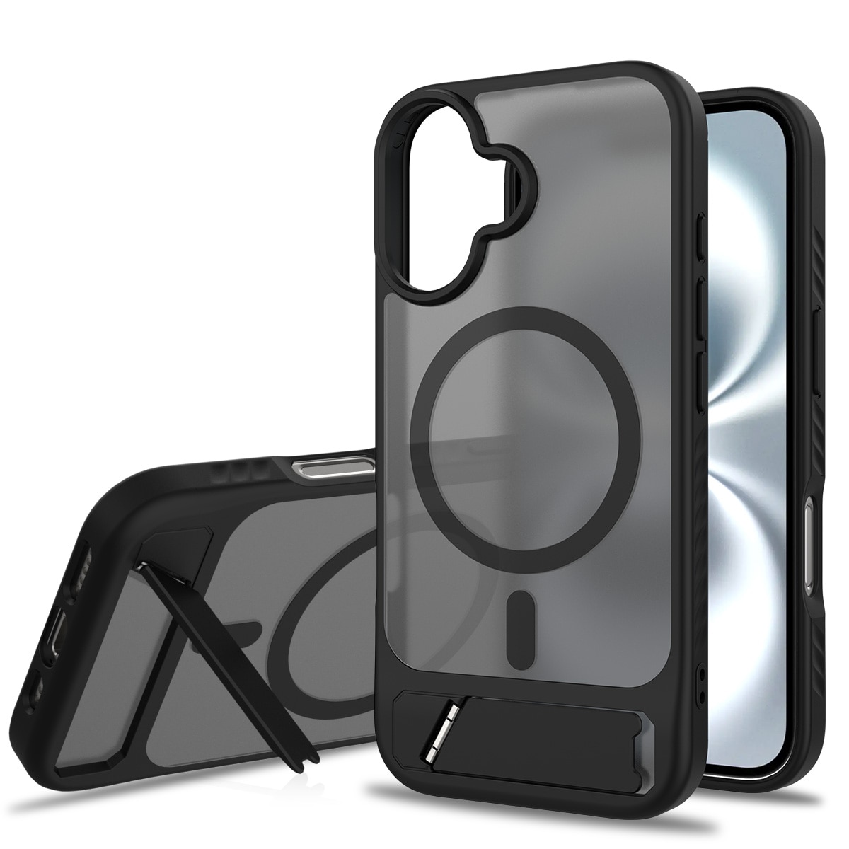 Magnetisk cover med stativ iPhone 16 Sort