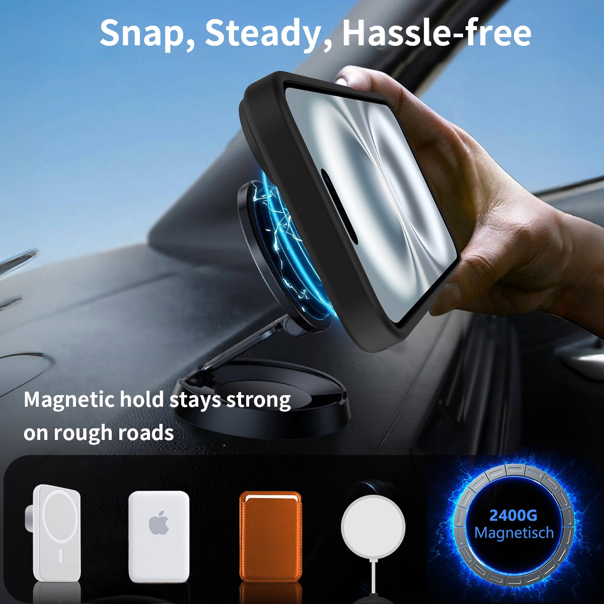 Magnetisk cover med stativ iPhone 16 Sort
