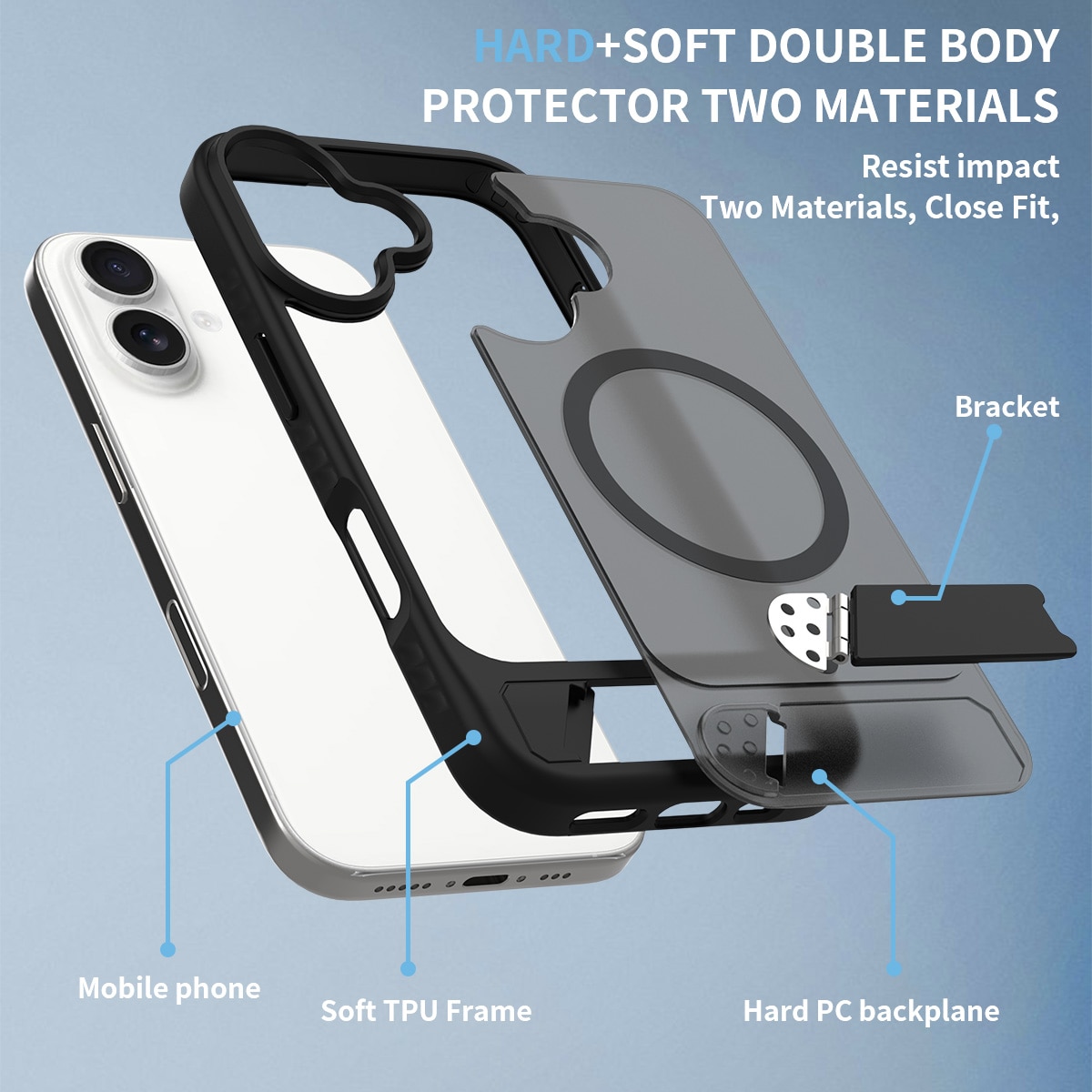 Magnetisk cover med stativ iPhone 16 Sort