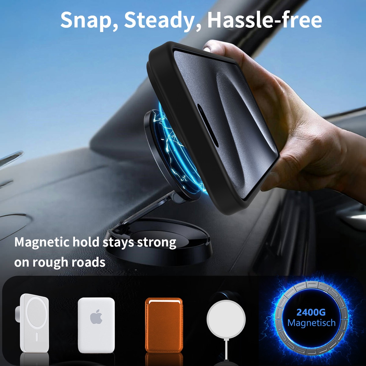Magnetisk cover med stativ iPhone 15 Pro Max Sort