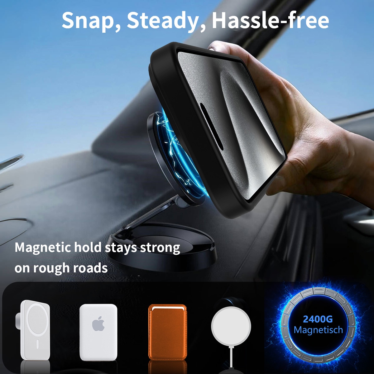 Magnetisk cover med stativ iPhone 15 Pro Sort