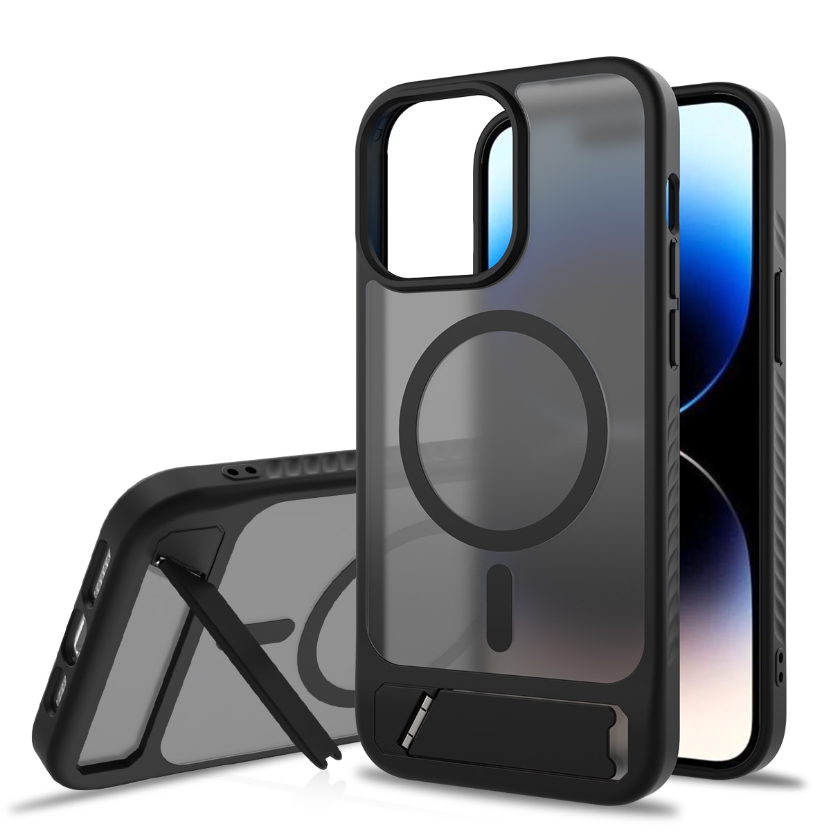 Magnetisk cover med stativ iPhone 14 Pro Max Sort
