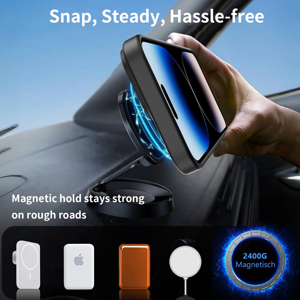Magnetisk cover med stativ iPhone 14 Pro Max Sort