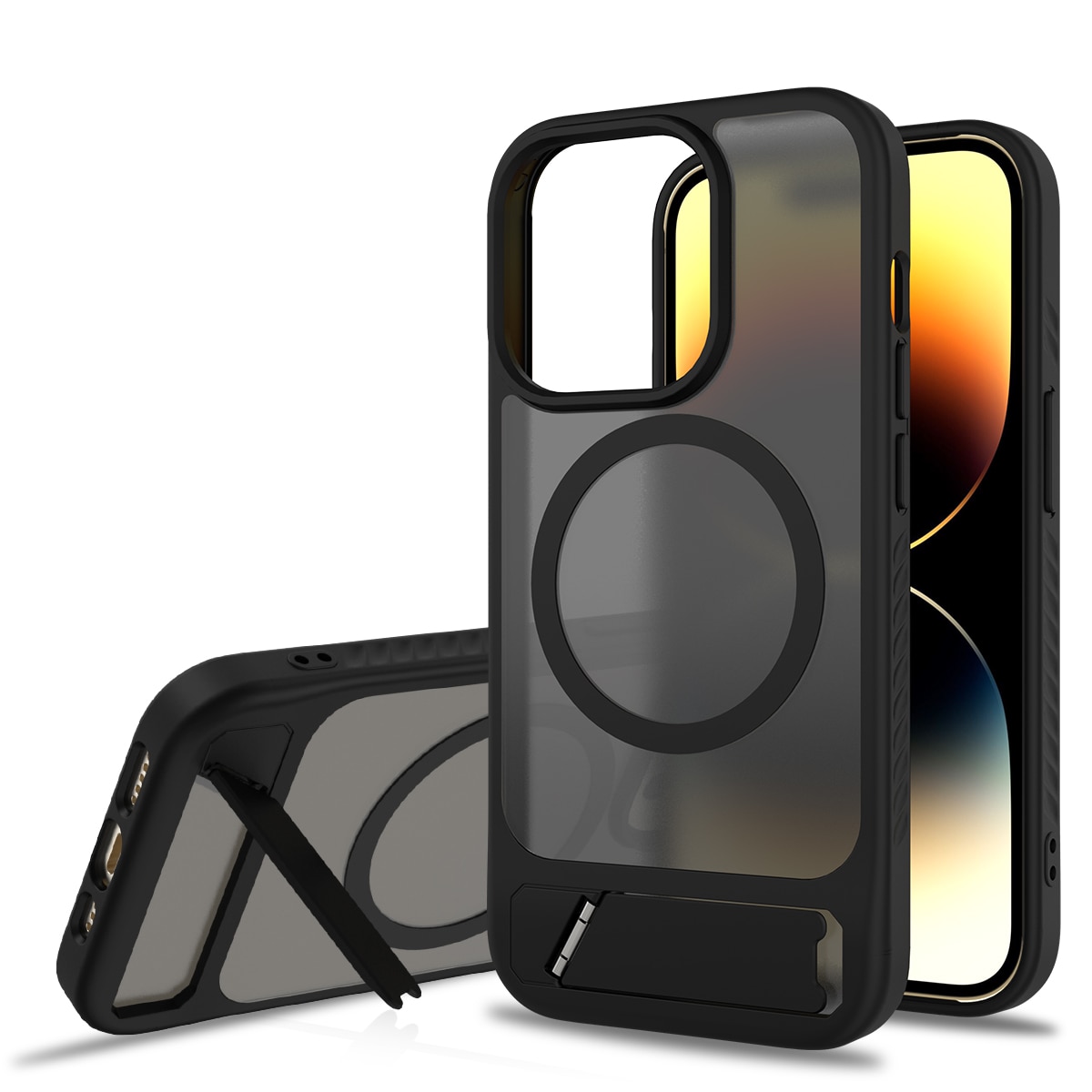 Magnetisk cover med stativ iPhone 13 Pro Sort