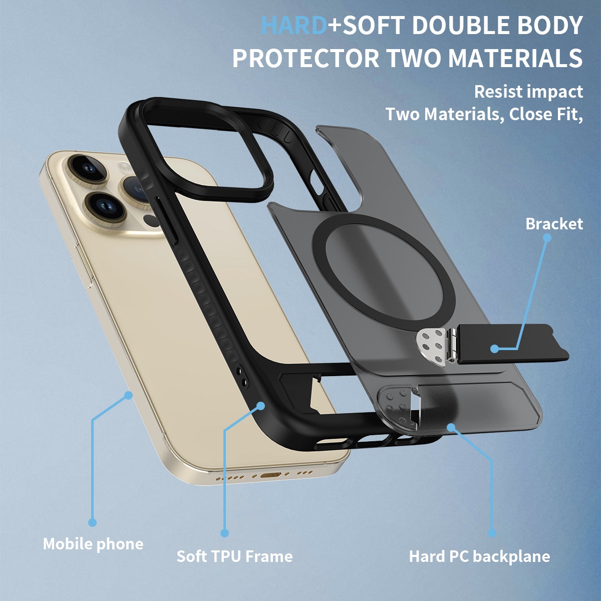 Magnetisk cover med stativ iPhone 13 Pro Sort