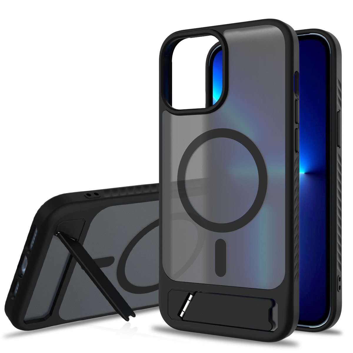 Magnetisk cover med stativ iPhone 13 Pro Max Sort