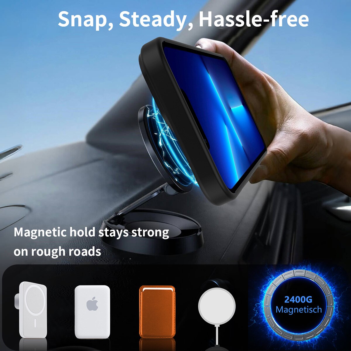 Magnetisk cover med stativ iPhone 13 Pro Max Sort