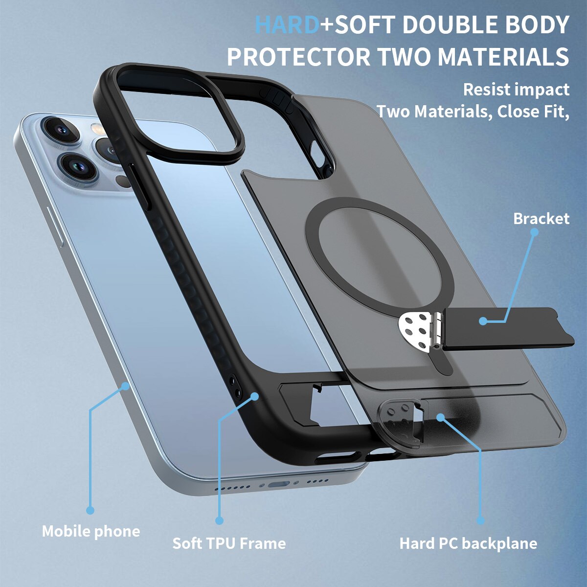 Magnetisk cover med stativ iPhone 13 Pro Max Sort