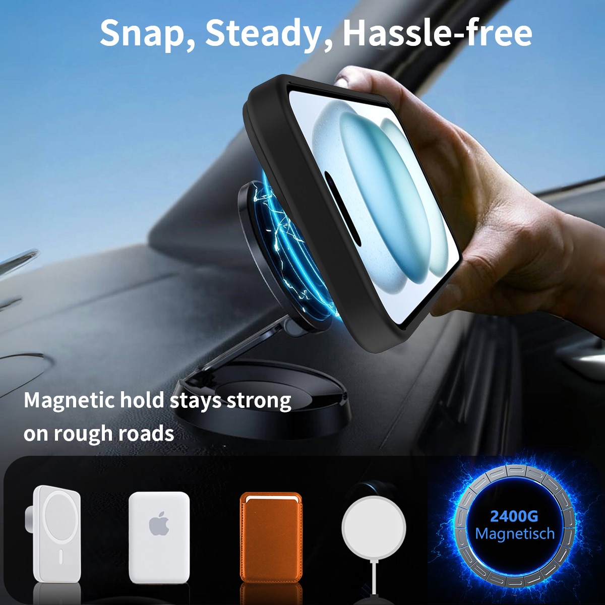 Magnetisk cover med stativ iPhone 14 Sort