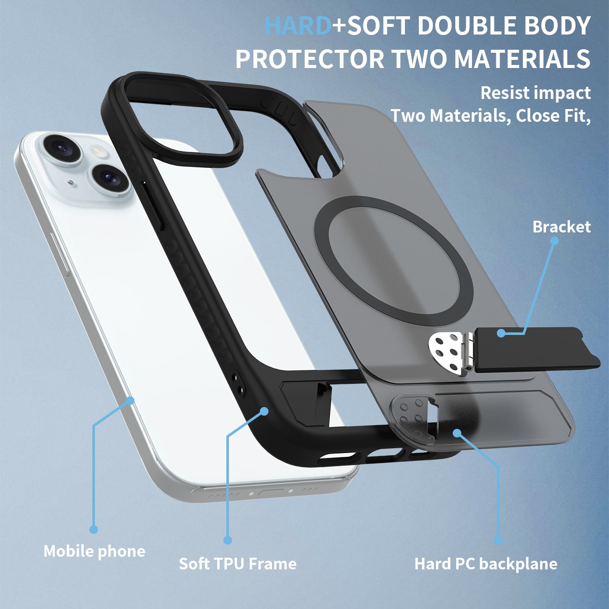 Magnetisk cover med stativ iPhone 14 Sort