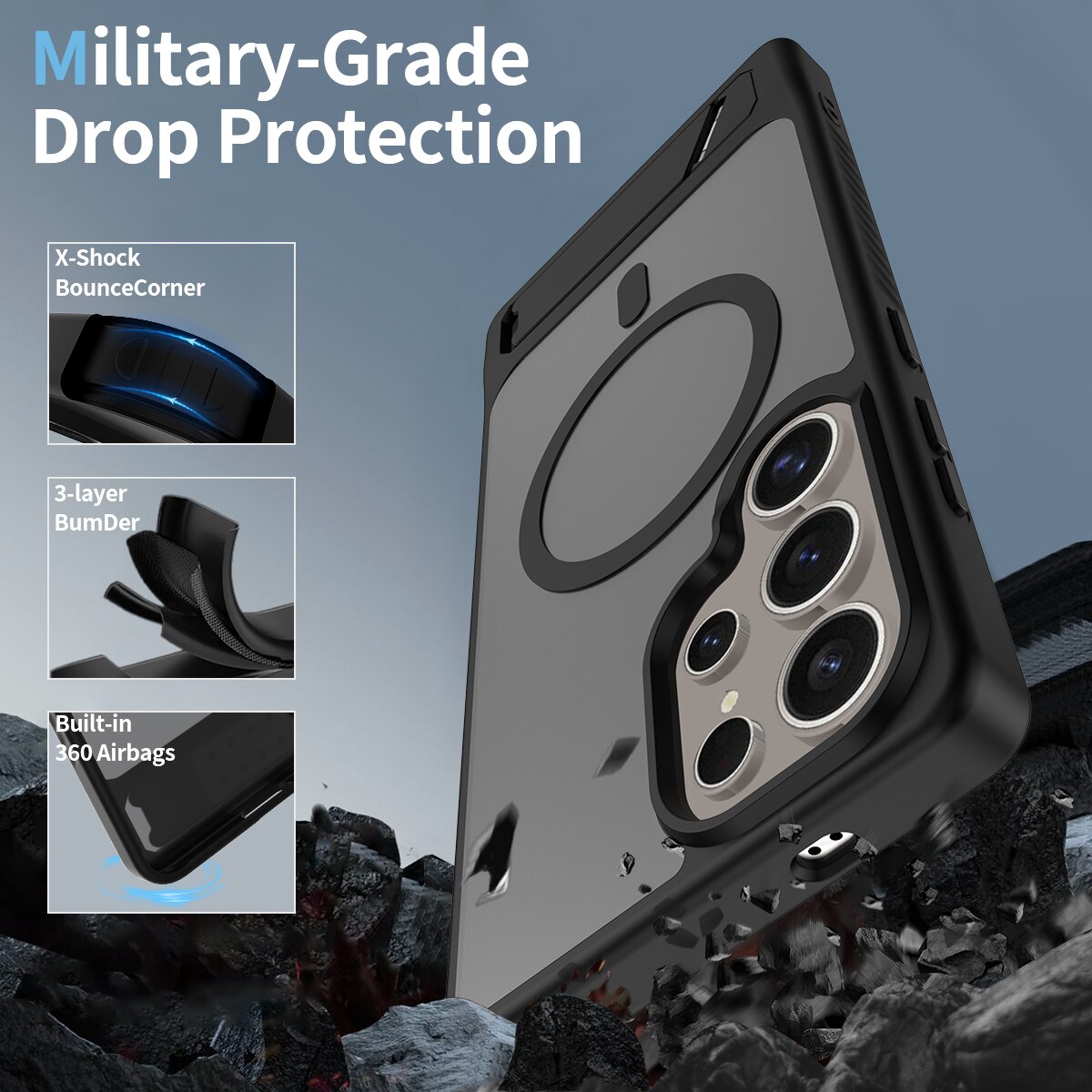 Magnetisk cover med stativ Samsung Galaxy S25 Ultra Sort