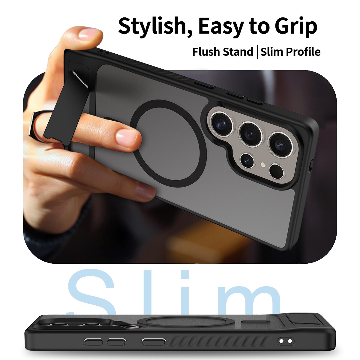 Magnetisk cover med stativ Samsung Galaxy S25 Ultra Sort