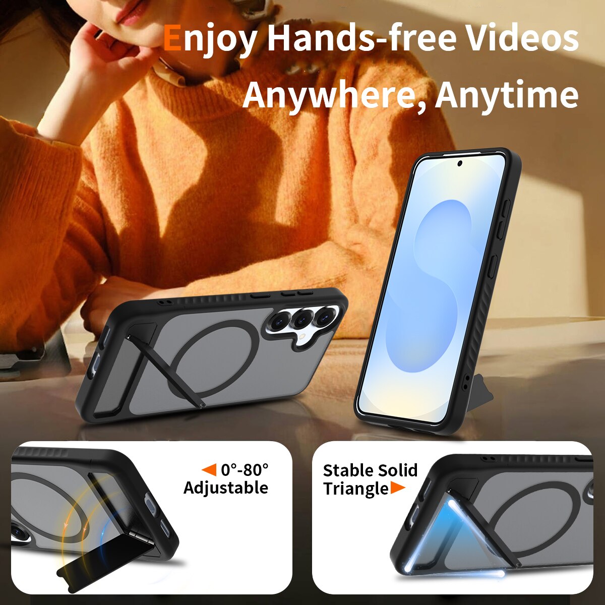 Magnetisk cover med stativ Samsung Galaxy S24 Sort