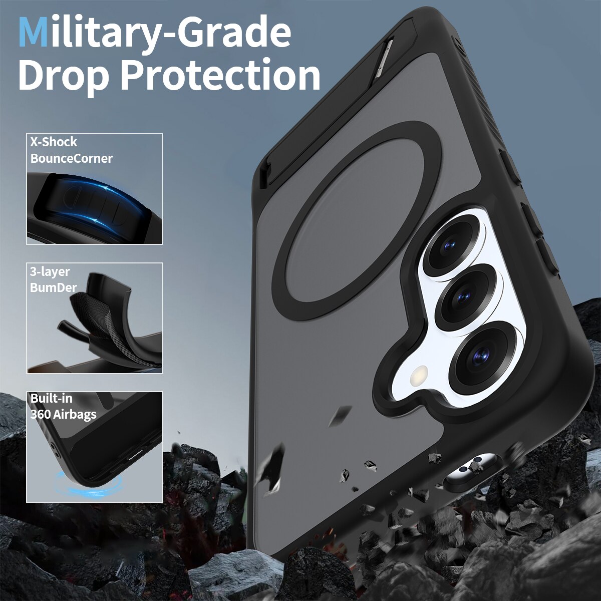 Magnetisk cover med stativ Samsung Galaxy S24 Sort